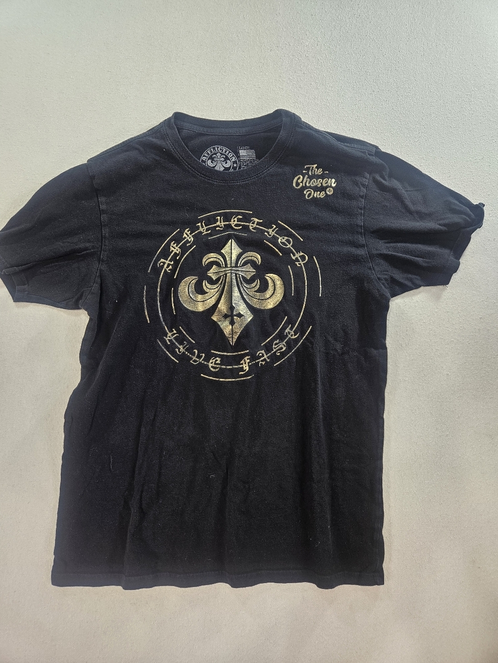 Affliction Live Fast Cross Tee Large Black Graphic Shirt